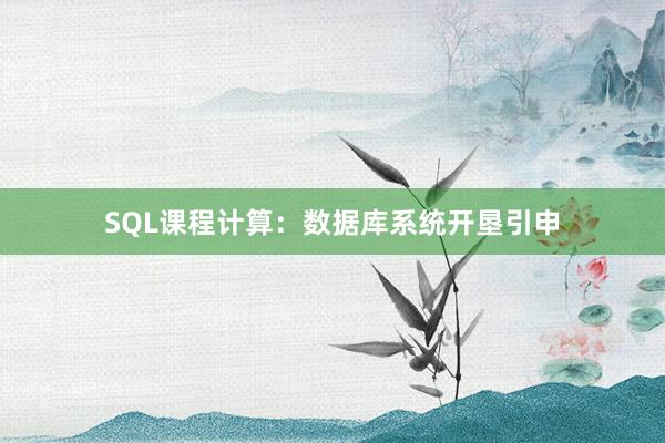 SQL课程计算：数据库系统开垦引申